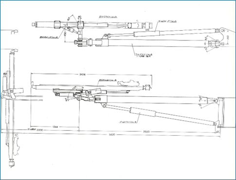 エクステンションブーム（ブームが伸縮するので高い場所もさく孔可能）